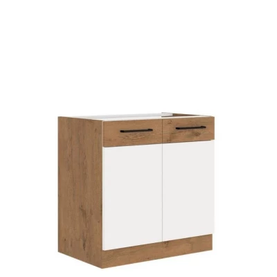 Konyhaszekrény mosogató alatt 80 cm ZHILAN - lancelot tölgy / fényes fehér + mosogató INGYEN