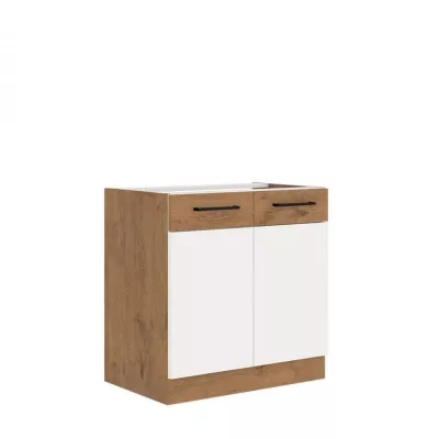 Konyhaszekrény mosogató alatt 80 cm ZHILAN - lancelot tölgy / fényes fehér + mosogató INGYEN