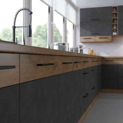 ZHILAN konyhaszekrény ajtó - 570x446 mm, lancelot tölgy / sötét fa