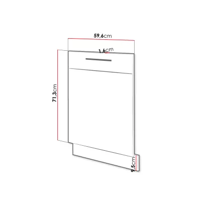 ZHILAN konyhaszekrény ajtó - 713x596 mm, lancelot tölgy / fényes fehér