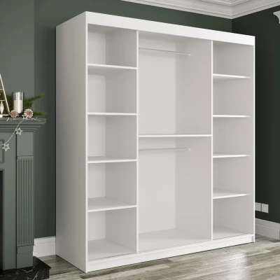 Modern gardróbszekrény 180 cm CARSON 2 - fehér márvány / fekete / arany