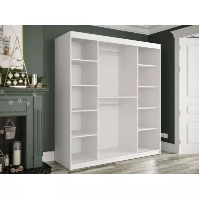 Modern gardróbszekrény 180 cm CARSON 2 - fehér márvány / fekete / arany
