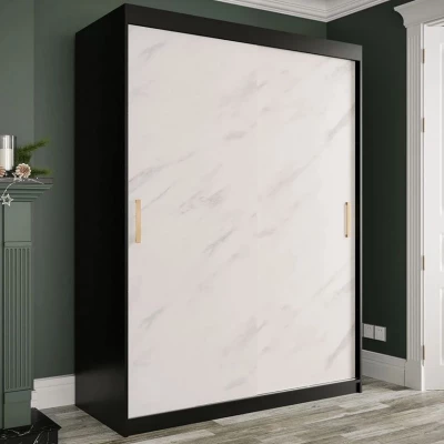 Modern gardrób 150 cm CARSON 2 - fehér márvány / fekete / arany