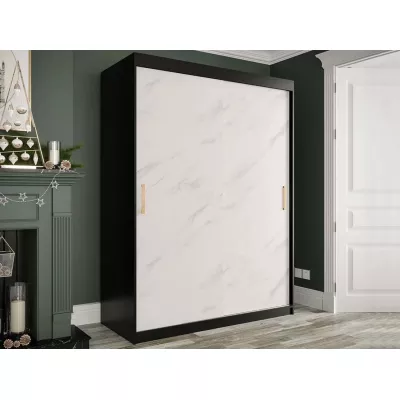 Modern gardrób 150 cm CARSON 2 - fehér márvány / fekete / arany
