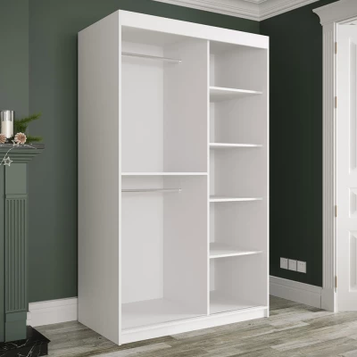 Modern keskeny gardróbszekrény 120 cm CARSON 2 - fekete márvány / fehér / arany