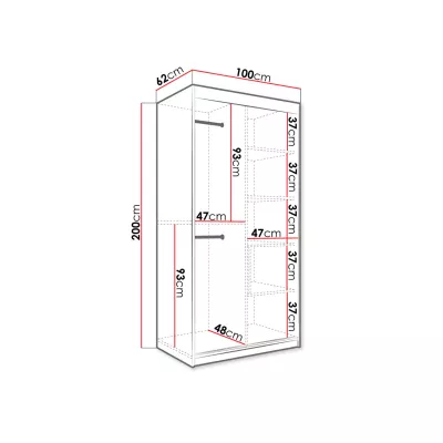Modern keskeny gardróbszekrény 100 cm CARSON 2 - fehér márvány / fekete / arany