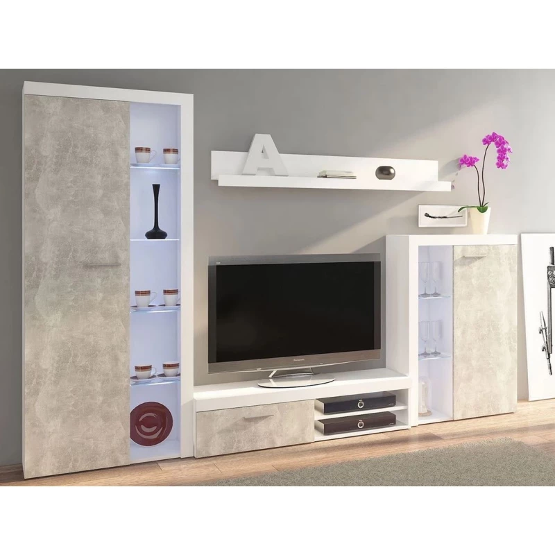 Modern nappali fal THISE - beton / fehér