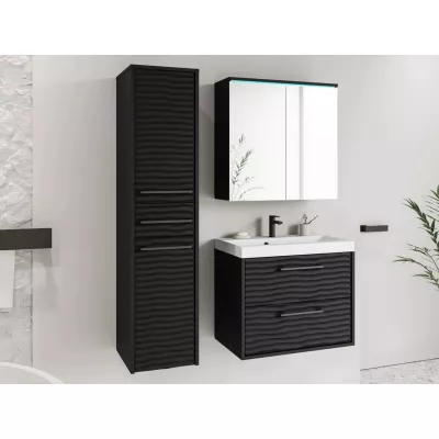 CRESSON 1 fürdőszoba szett RGB LED világítással - fekete grafit + INGYENES szifon