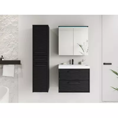 CRESSON 1 fürdőszoba szett RGB LED világítással - fekete grafit + INGYENES szifon