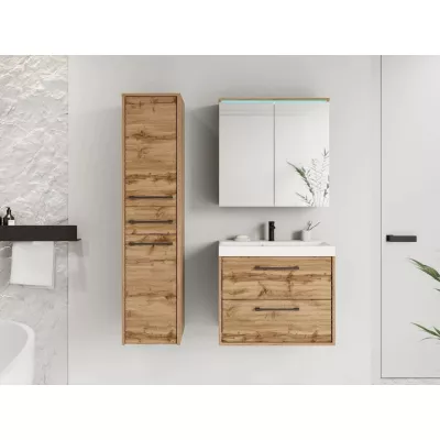 CRESSON 1 fürdőszoba szett RGB LED világítással - Wotan tölgyfa + Maro szifon és csaptelep INGYEN