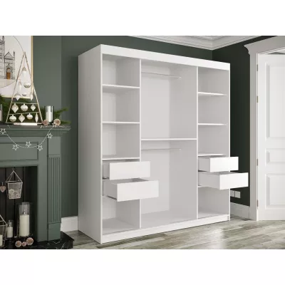 Gardróbszekrény 180 cm tükörrel és fiókokkal CARSON 4 - fekete márvány / fekete / arany