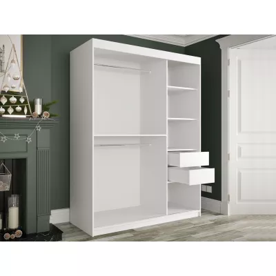 Gardróbszekrény 150 cm tükörrel és fiókokkal CARSON 4 - fekete márvány / fehér / arany