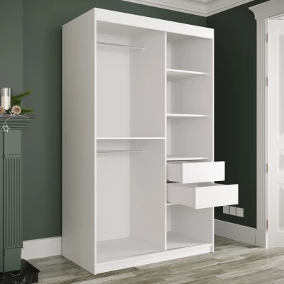 Keskeny gardrób 120 cm tükörrel és fiókokkal CARSON 4 - fehér márvány / fekete / arany