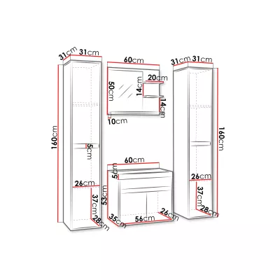 DENISON XL fürdőszoba szett tükörrel - matera / gesztenyebarna breslau + INGYENES Maro csaptelep