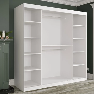 Gardróbszekrény 200 cm tükörrel CARSON 3 - fekete márvány / fekete / arany