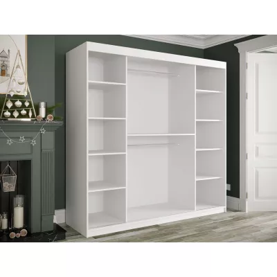 Gardróbszekrény 200 cm tükörrel CARSON 3 - fehér márvány / fekete / arany