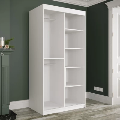Keskeny gardrób 100 cm tükörrel CARSON 3 - fekete márvány / fekete / arany