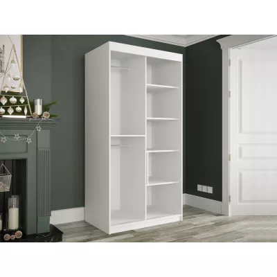 Keskeny gardrób 100 cm tükörrel CARSON 3 - fehér márvány / fekete / arany