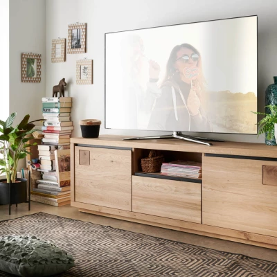 TV állvány LEXY - vad tölgy olajozott / fekete