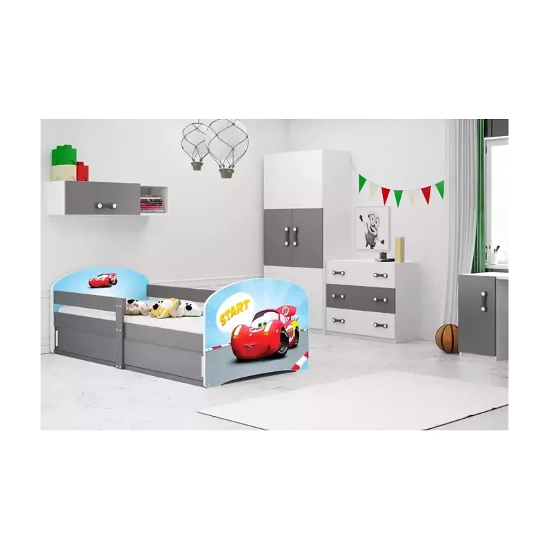 Gyerekágy tárolóhellyel matrac nélkül 80x160 RACER 1 - grafitszürke