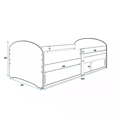Gyerekágy tárolóhellyel és matraccal 80x160 CAT 1 - grafitszürke