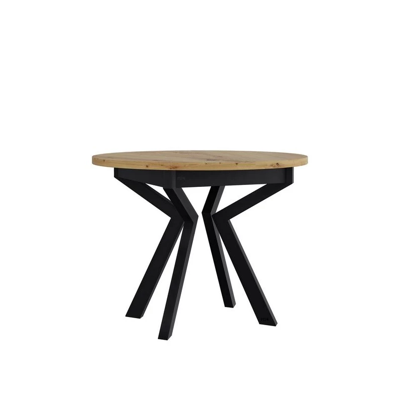 Kis kerek étkezőasztal 100 cm ALVARADO 7 - artisan tölgy / fekete