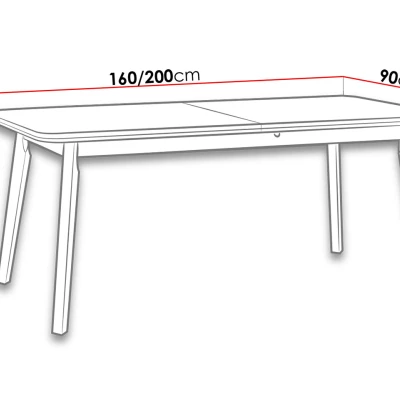 Kihúzható étkezőasztal 160x90 cm ANGLETON 8 - fehér / fekete