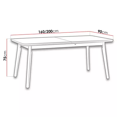 Kihúzható étkezőasztal 160x90 cm ANGLETON 8 - fehér / fekete