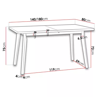 Kihúzható étkezőasztal 140x80 AMES 5 - artisan tölgy / fehér