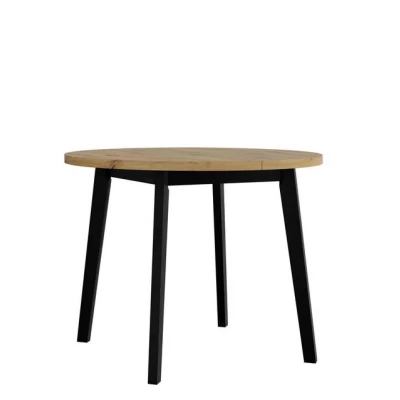 Kerek, kis kihúzható étkezőasztal 100 cm AMES 9 - artisan tölgy / fekete