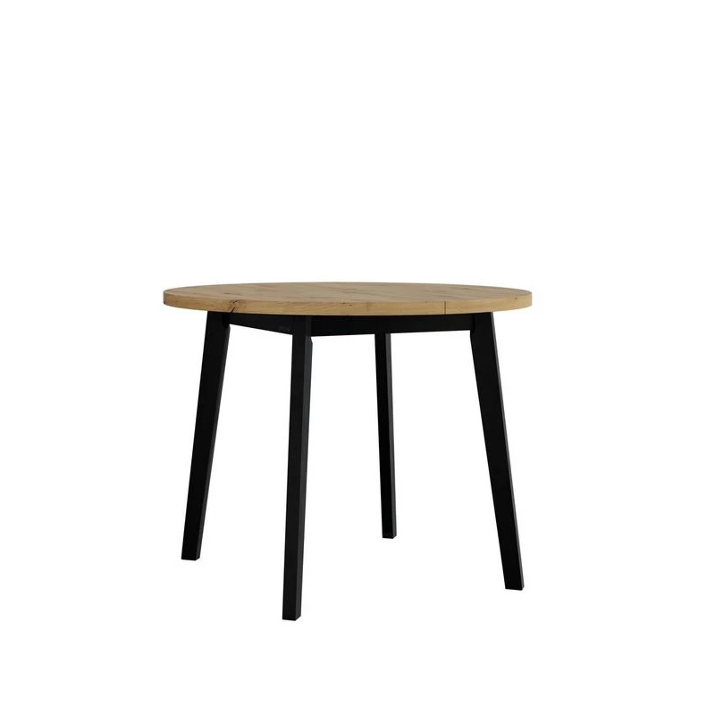 Kerek, kis kihúzható étkezőasztal 100 cm AMES 9 - artisan tölgy / fekete