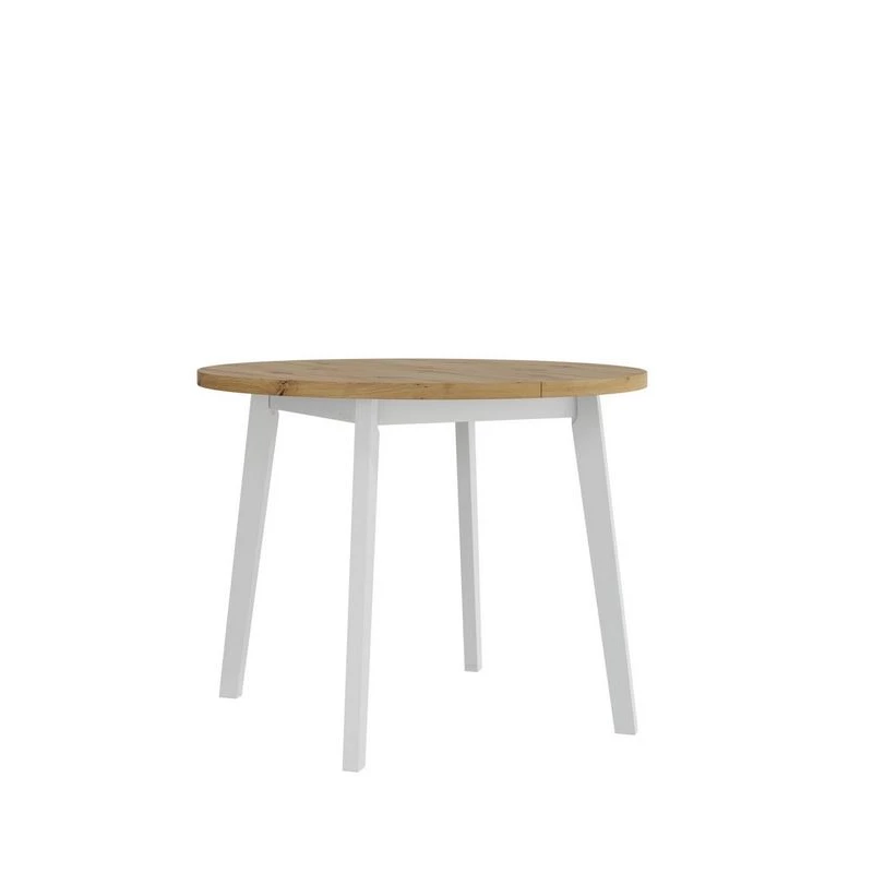 Kerek, kis kihúzható étkezőasztal 100 cm AMES 9 - artisan tölgy / fehér