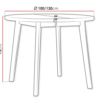 Kerek, kis kihúzható étkezőasztal 100 cm AMES 9 - artisan tölgy / fekete