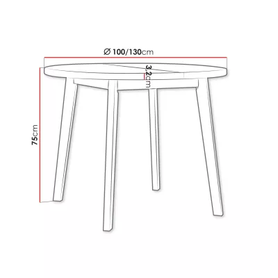 Kerek, kis kihúzható étkezőasztal 100 cm AMES 9 - artisan tölgy / fekete