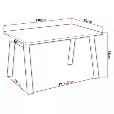 Étkezőasztal 138x90 cm KOCIO - lancelot tölgy / fekete