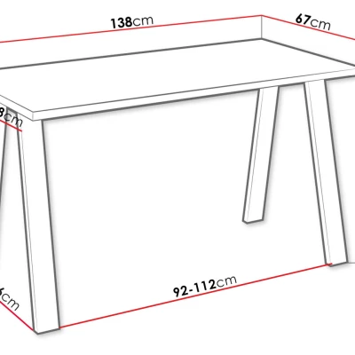 Étkezőasztal 138x67 cm KOCIO - lancelot tölgy / fekete
