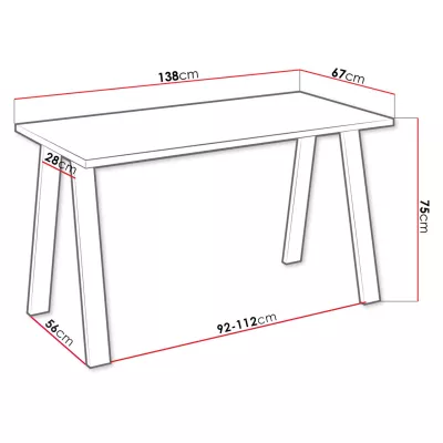 Étkezőasztal 138x67 cm KOCIO - lancelot tölgy / fekete