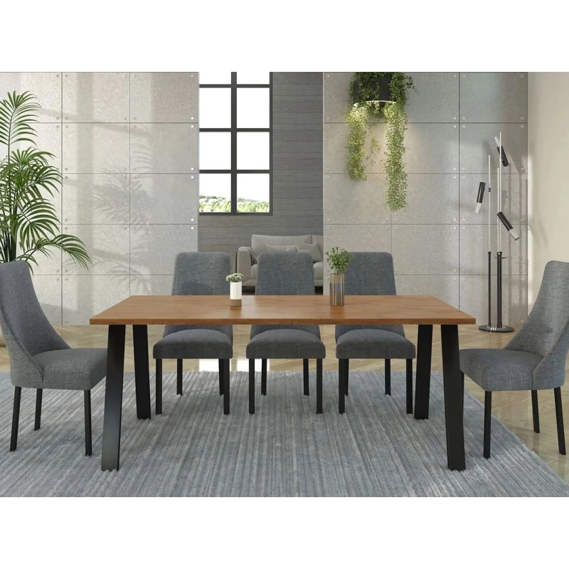 Étkezőasztal 185x90 cm KOCIO - lancelot tölgy / fekete