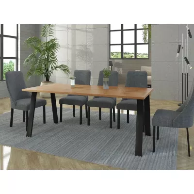 Étkezőasztal 185x90 cm KOCIO - lancelot tölgy / fekete