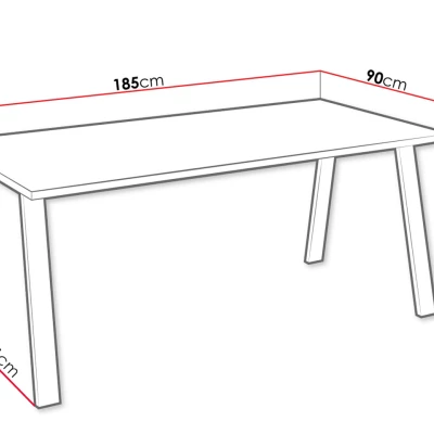 Étkezőasztal 185x90 cm KOCIO - lancelot tölgy / fekete