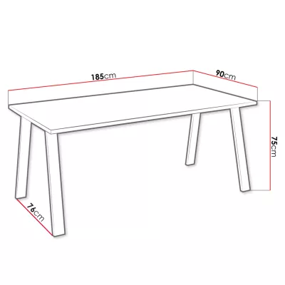 Étkezőasztal 185x90 cm KOCIO - lancelot tölgy / fekete