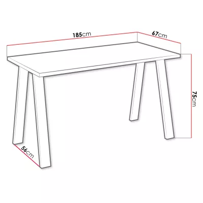 Étkezőasztal 185x67 cm KOCIO - lancelot tölgy / fekete