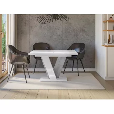 Kihúzható étkezőasztal 120x90 cm FREJMA - beton / fényes fehér