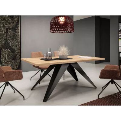 Kihúzható étkezőasztal 140x80 cm EDGAR - kraft tölgy, arany / fekete