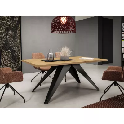 Kihúzható étkezőasztal 140x80 cm EDGAR - lancelot tölgy / fekete