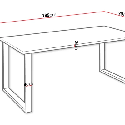 Étkezőasztal 185x90 cm IZMIR - lancelot tölgy / fekete