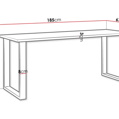 Étkezőasztal 185x67 cm IZMIR - lancelot tölgy / fekete