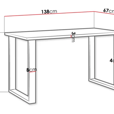 Étkezőasztal 138x67 cm IZMIR - lancelot tölgy / fekete