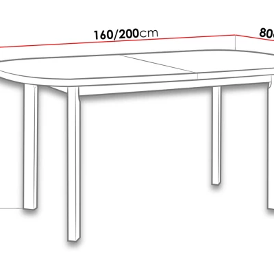 Kihúzható ovális étkezőasztal 160x80 cm BANGS 9 - diófa