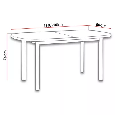 Kihúzható ovális étkezőasztal 160x80 cm BANGS 9 - fehér